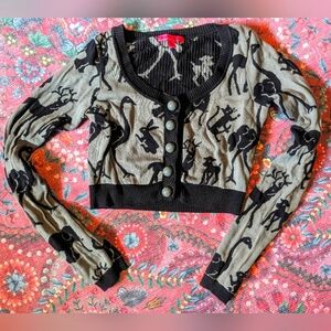 Betsy Johnson rare collectable Baby Zoo Animals cropped cardigan sweater